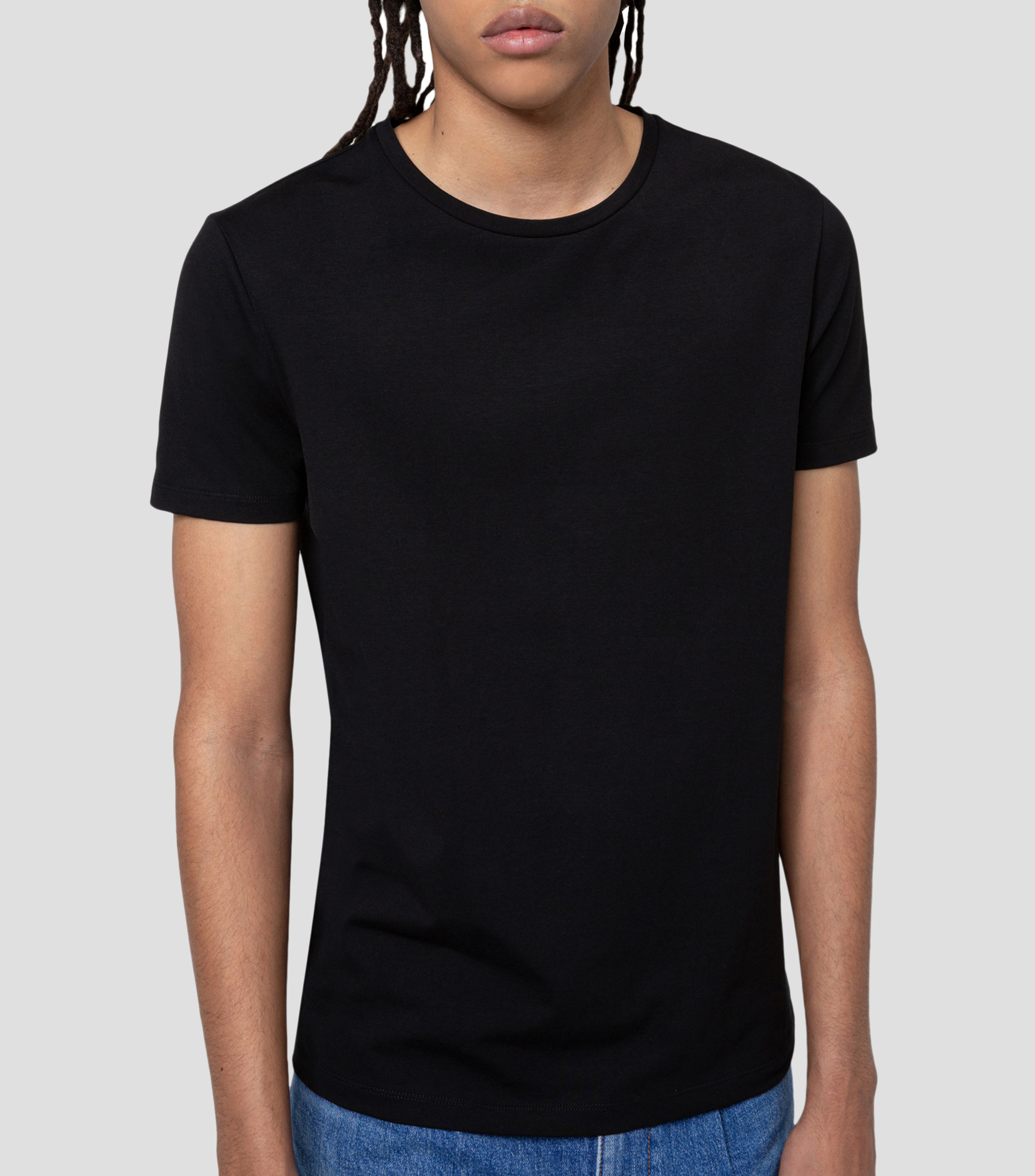 Paquete de dos playeras Hugo en punto de algodón elástico con cuello redondo Hombre